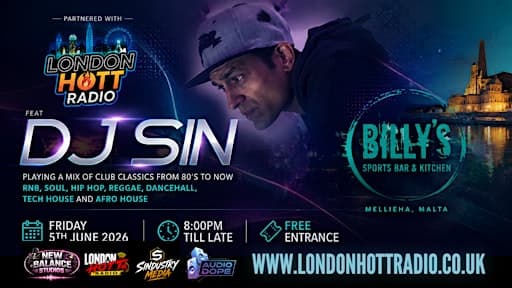 DJ SIN Live at Billys Bar Mellieha Malta Friday 5th June 2026