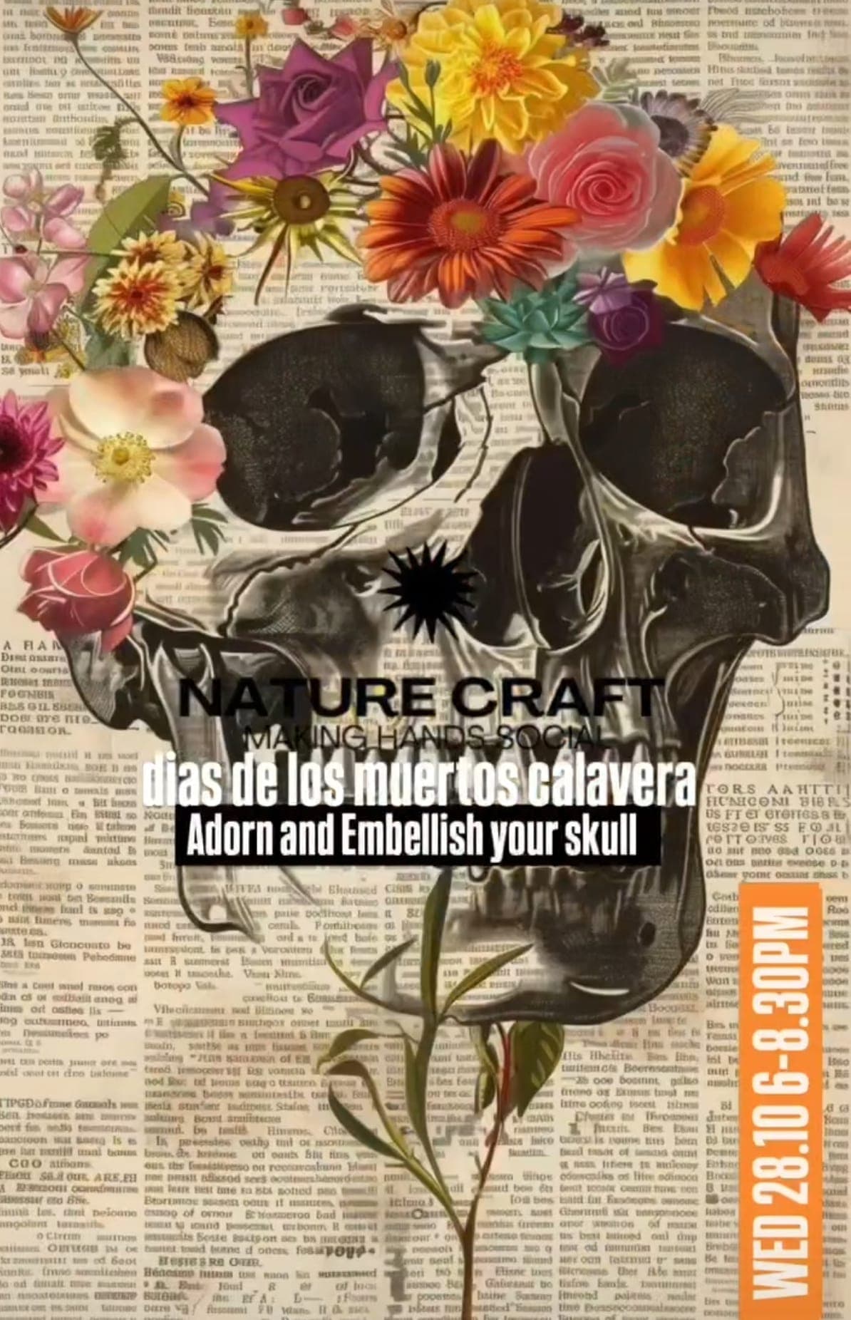 Nature Craft: Day of the Dead Flower Skull Collage